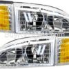 Tiffin Allegro Bus (Diesel) Clear Chrome Headlight Assembly & Turn Signal Corner Light 4 Piece Set (Left & Right)