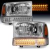 Fleetwood Discovery Chrome Headlights & LED Signal Lamps 4 Piece Set (Left & Right)