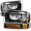 Tiffin Zephyr Black Headlights & LED Signal Lamps 4 Piece Set (Left & Right)